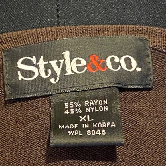 Style & Co. Brown Sweater/Lightweight w/Turquoise Embellishment SZ XL - Picture 7 of 7